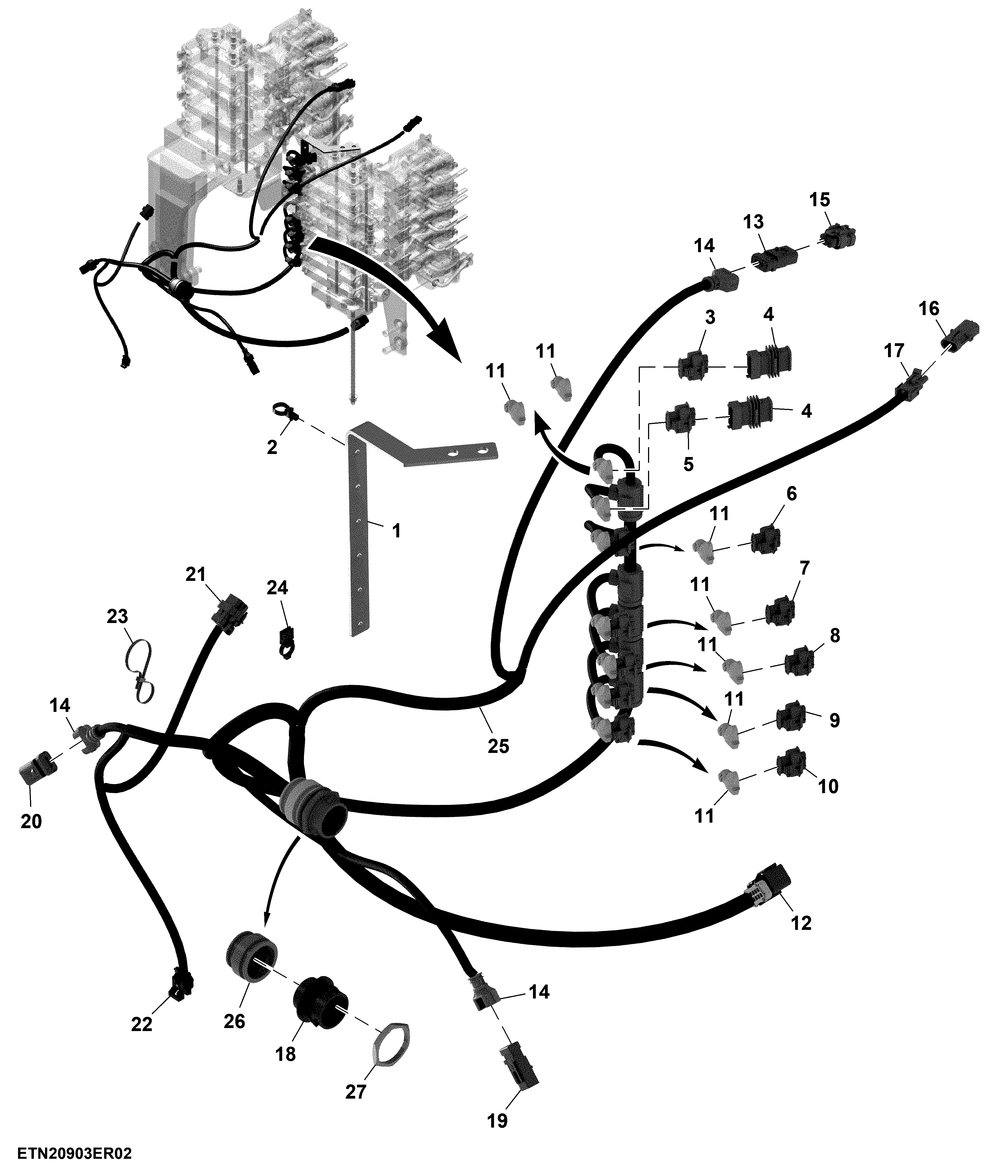 Chassis Wiring Harness, W/ Hitch, Double Reduction Axle