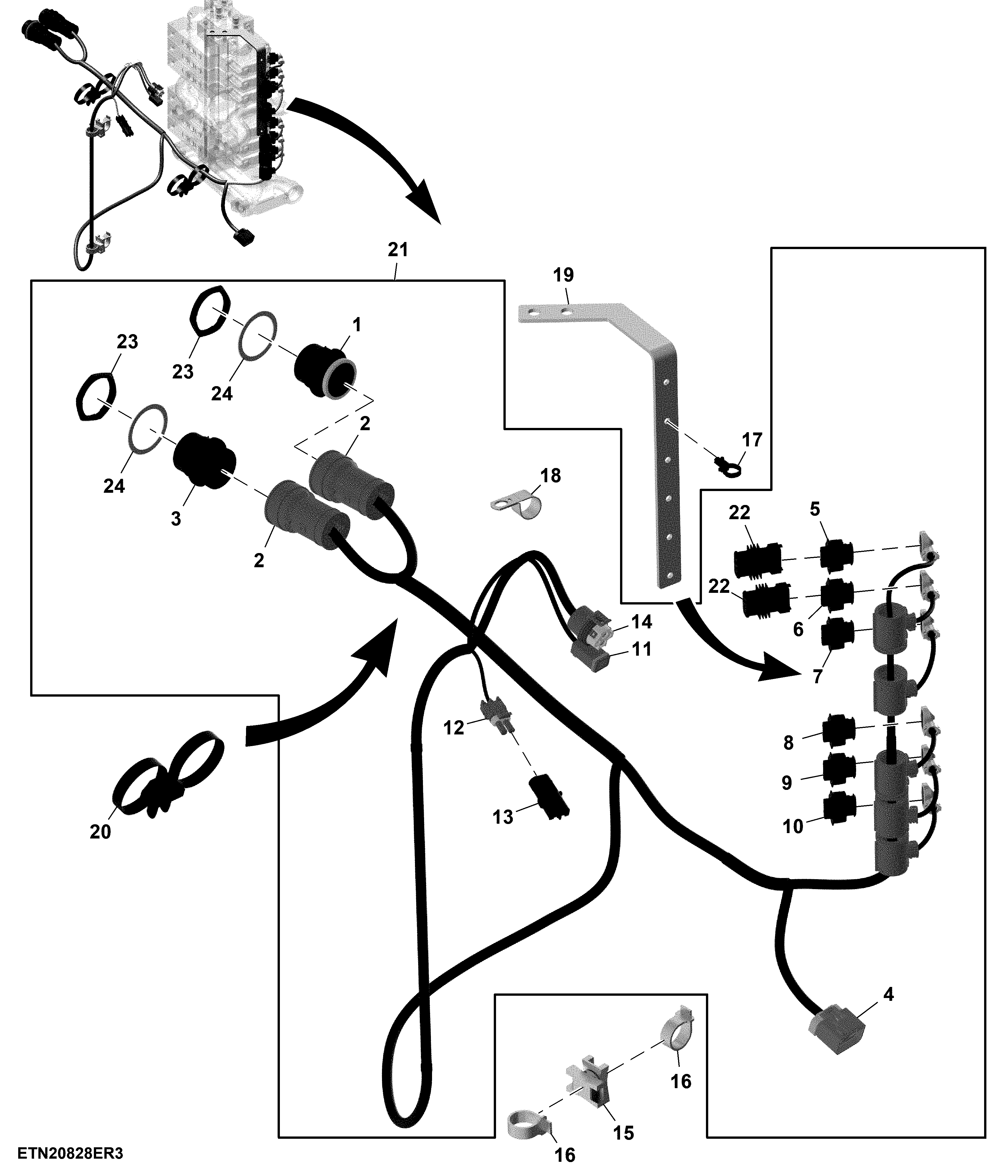 Wiring Harness, SCV Extension, W/O Hitch (For Scraper)