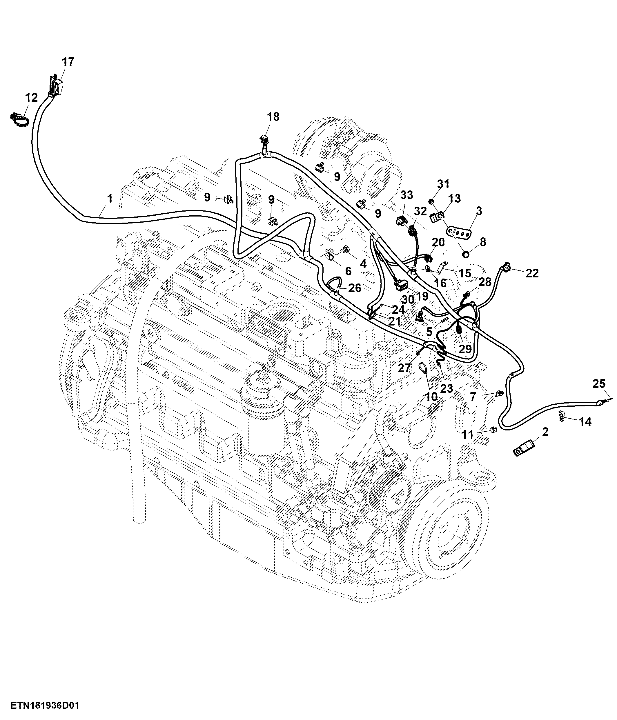 Engine Wiring Harness, W/O Air Trailer Brakes (1/2)