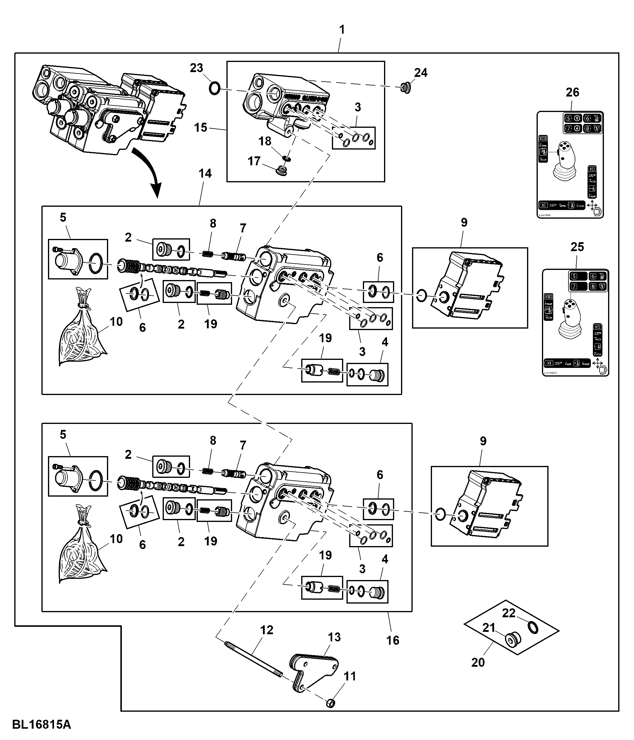Valve Kit, Electrical Midstack SCV, W/ 2 Functions, Attachment (127156 - 999999), (100001 - 673928)