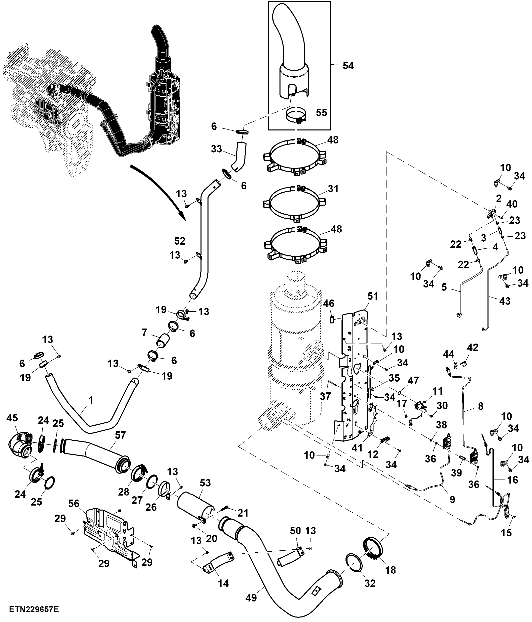 Exhaust Pipe, Exhaust System, FT4/ Stage 5 (927001 - )