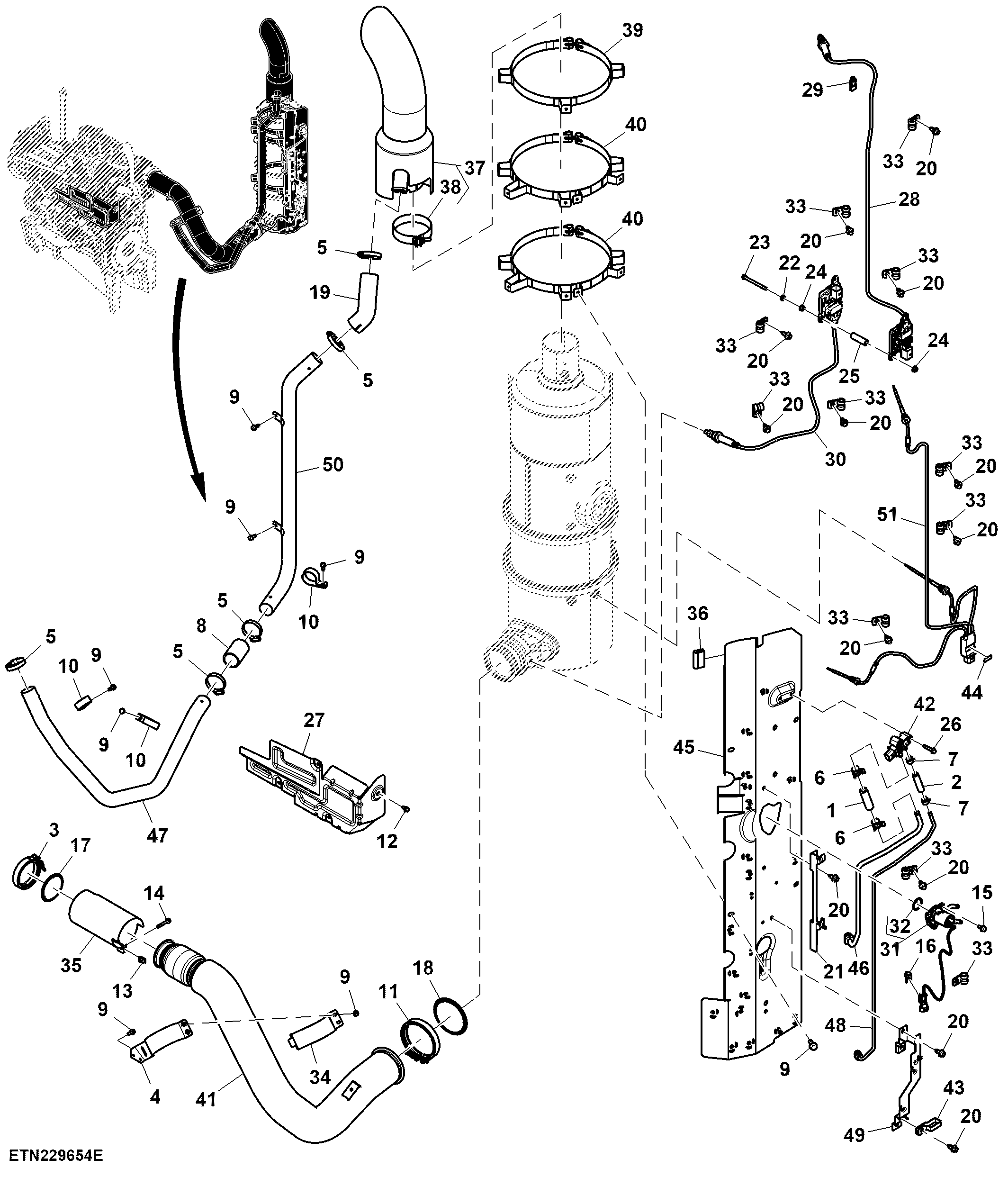 Exhaust Pipe, Exhaust System, FT4/ Stage 5 Engine (927001 - )