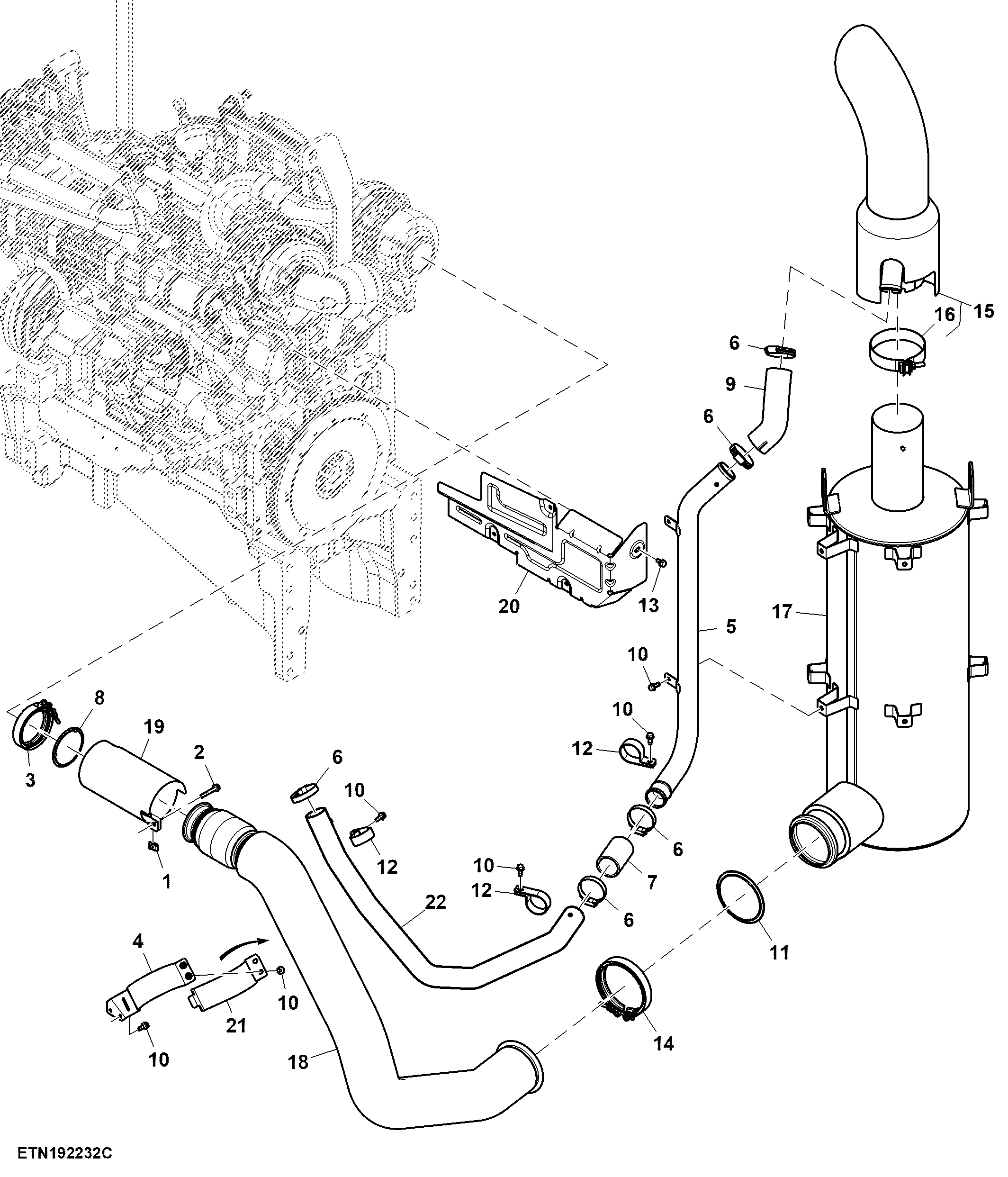 Exhaust Pipe, Exhaust System, T3 Engine (804001 - )