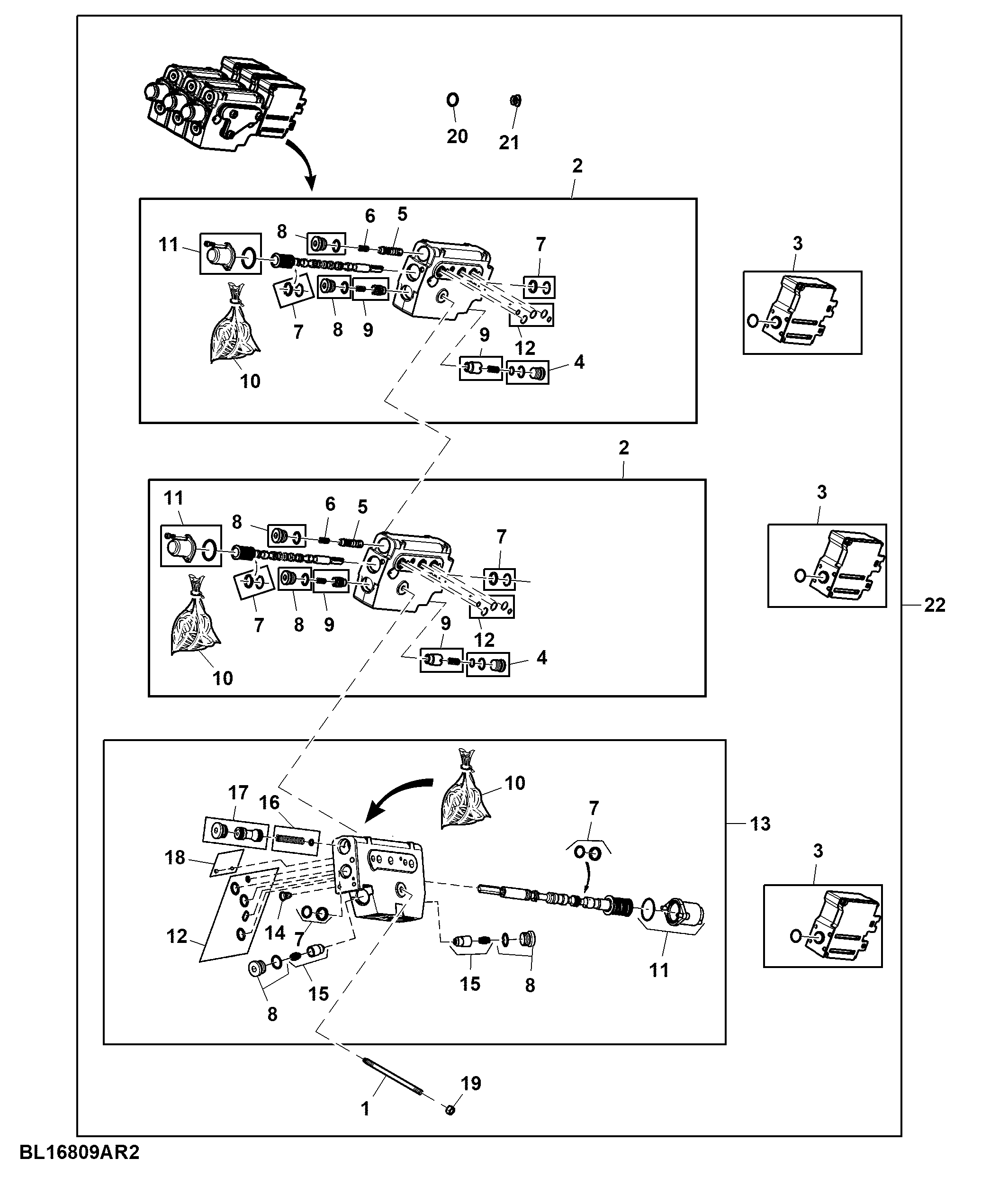 Valve Kit, Electrical Midstack SCV, W/ 3 Functions, Attachment (127156 - 999999), (100001 - 673928)