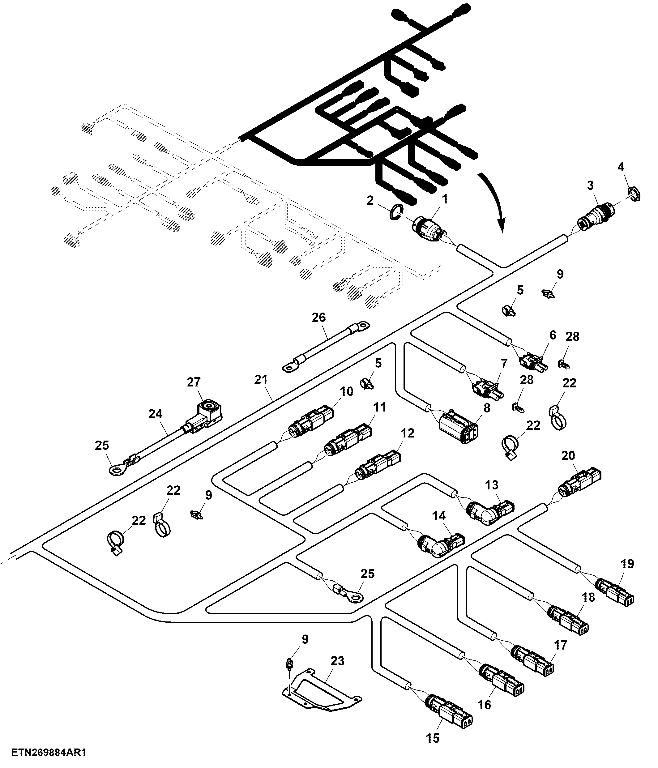 Left Frame Wiring Harness and Connectors (2/3) (220301 - )