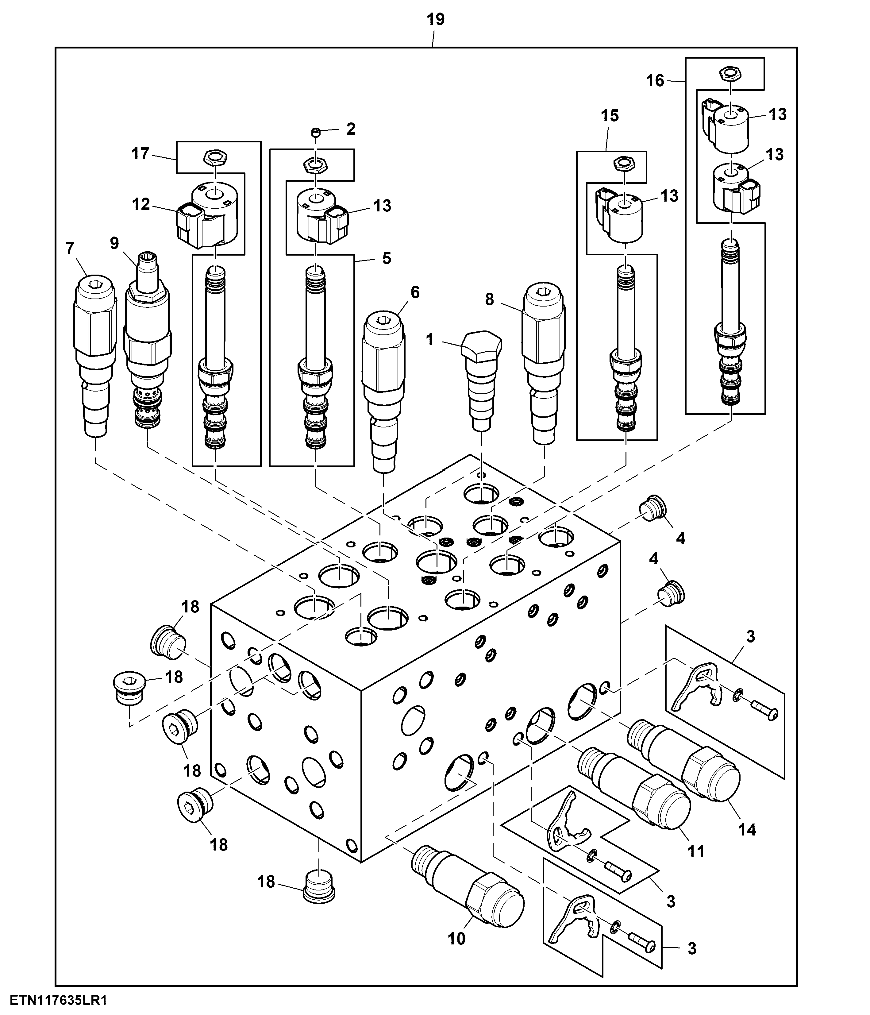 Cylinder Function Control Valve, Hood, Topper and Elevator, Secondary (220028 - )