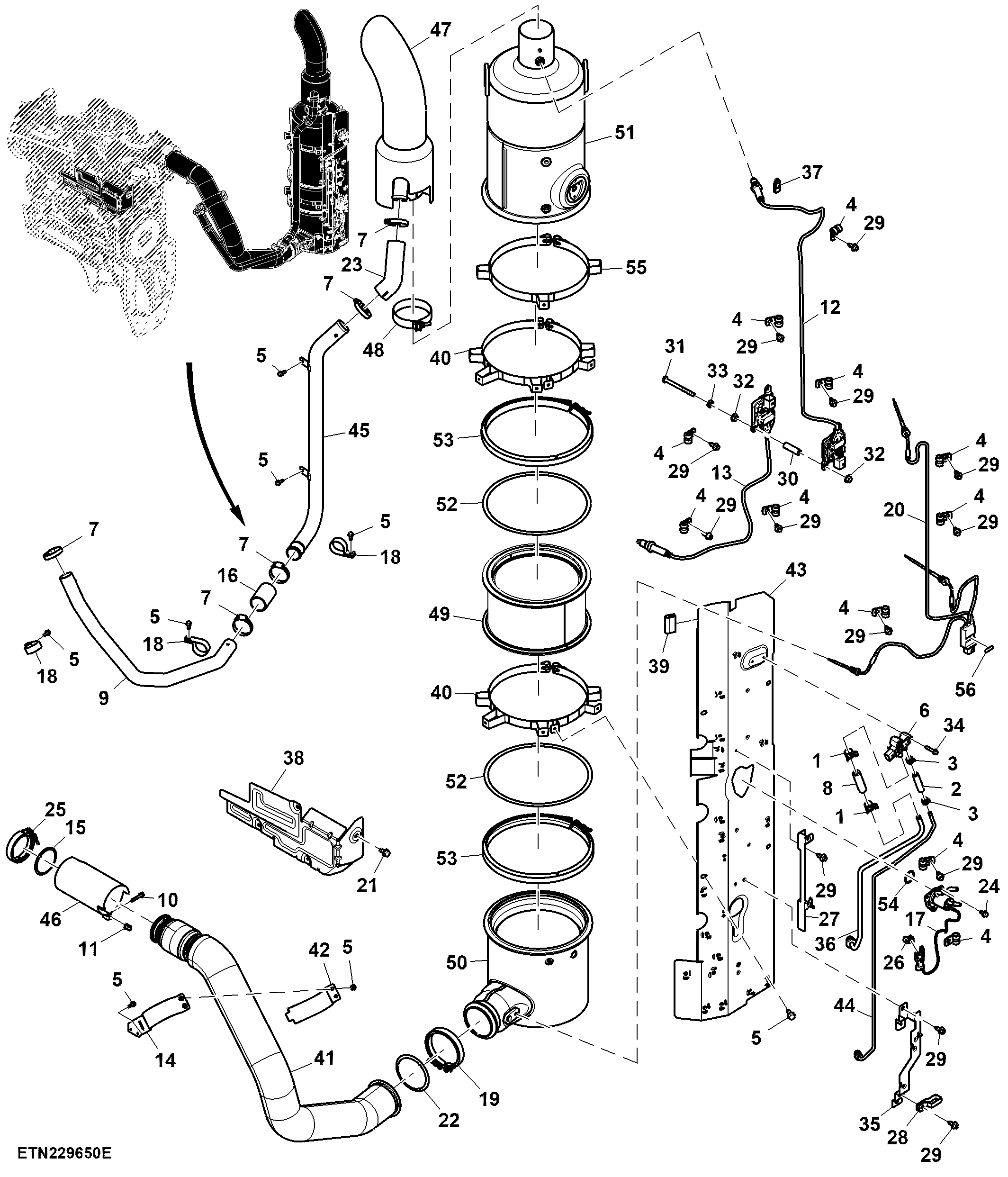 Exhaust Pipe, Exhaust System, FT4/ Stage 5 Engine (200001 - )