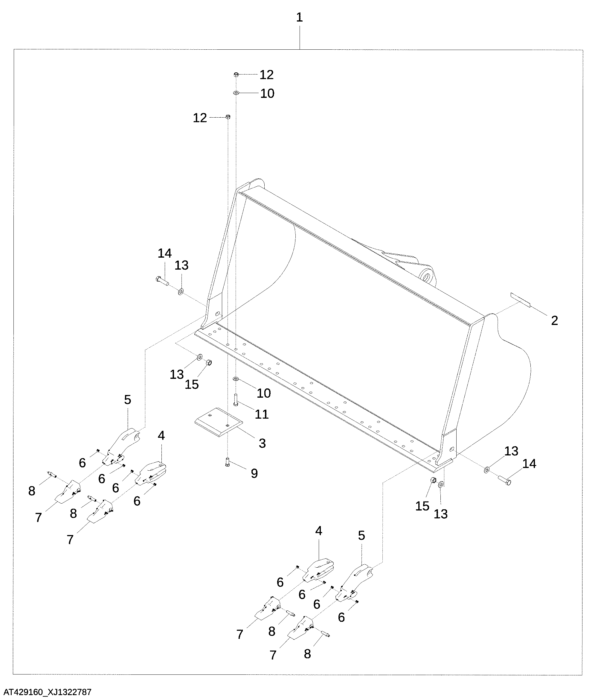 Pin-On Bucket Loader 2.1 m³ (2.75 yd³) with Teeth Kit, Z-Bar