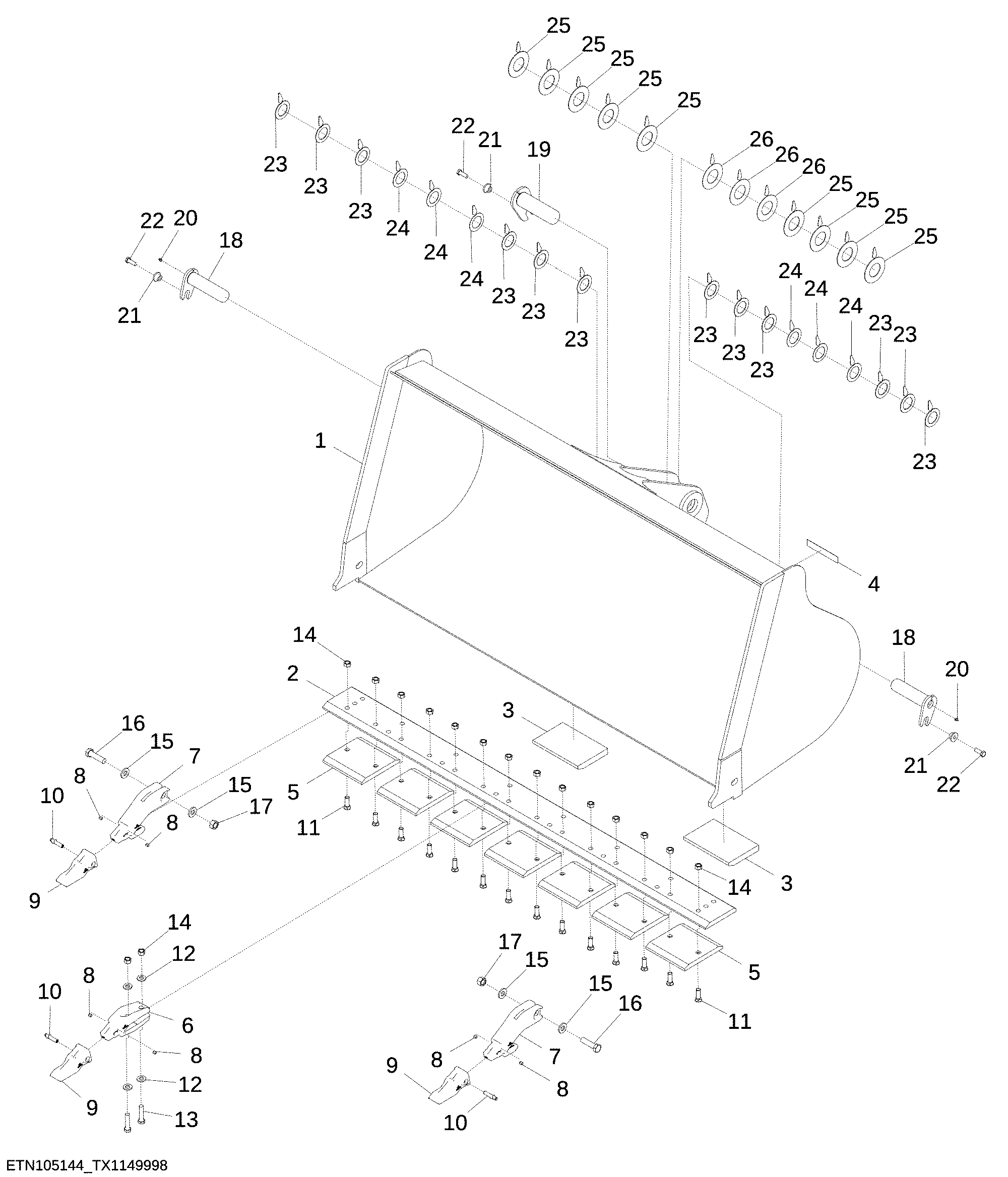 Pin-On Bucket Loader 2.1 m³ (2.75 yd³) with Teeth