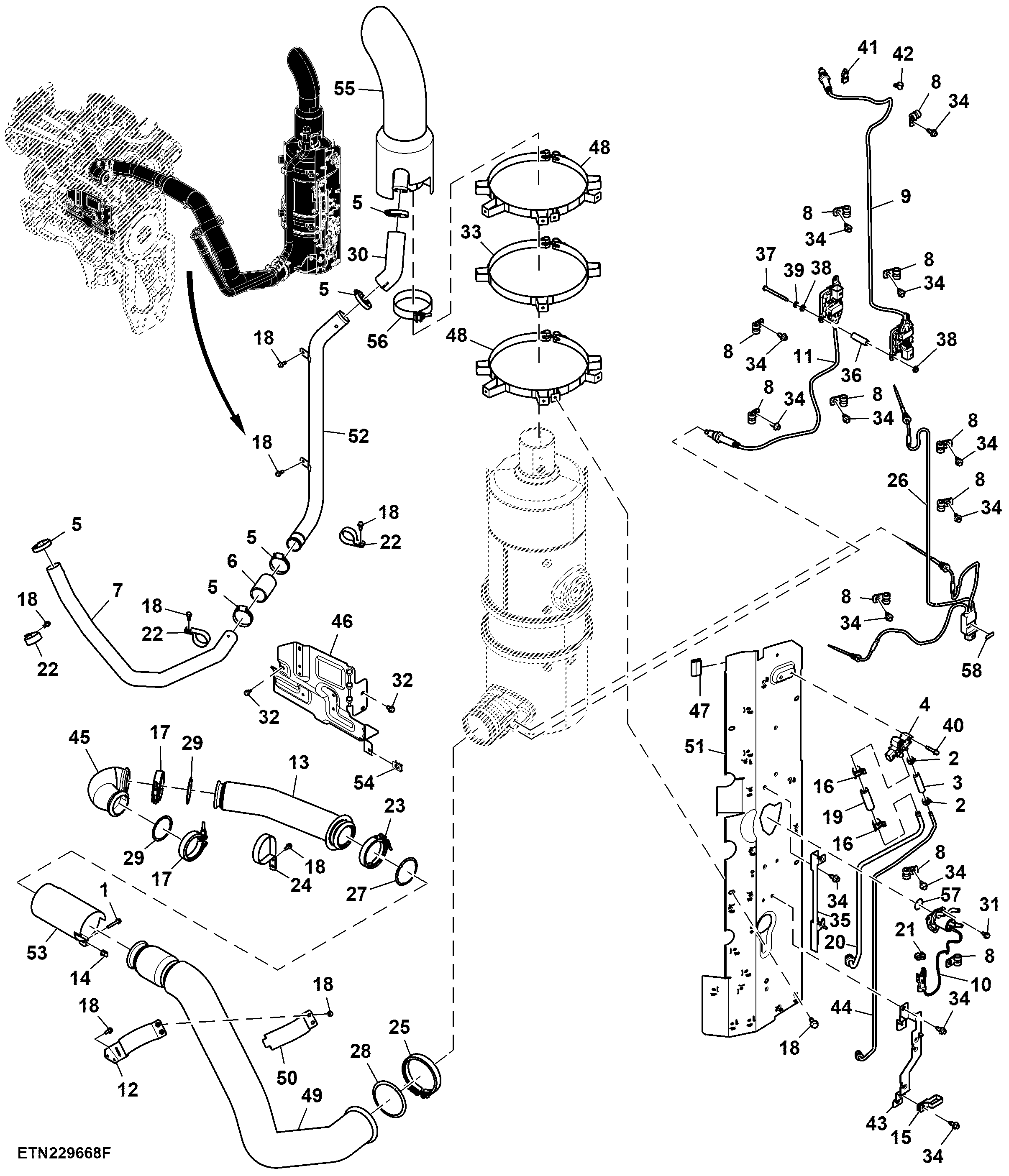 Exhaust Pipe, Exhaust System, FT4/ Stage 5 Engine (804001 - )