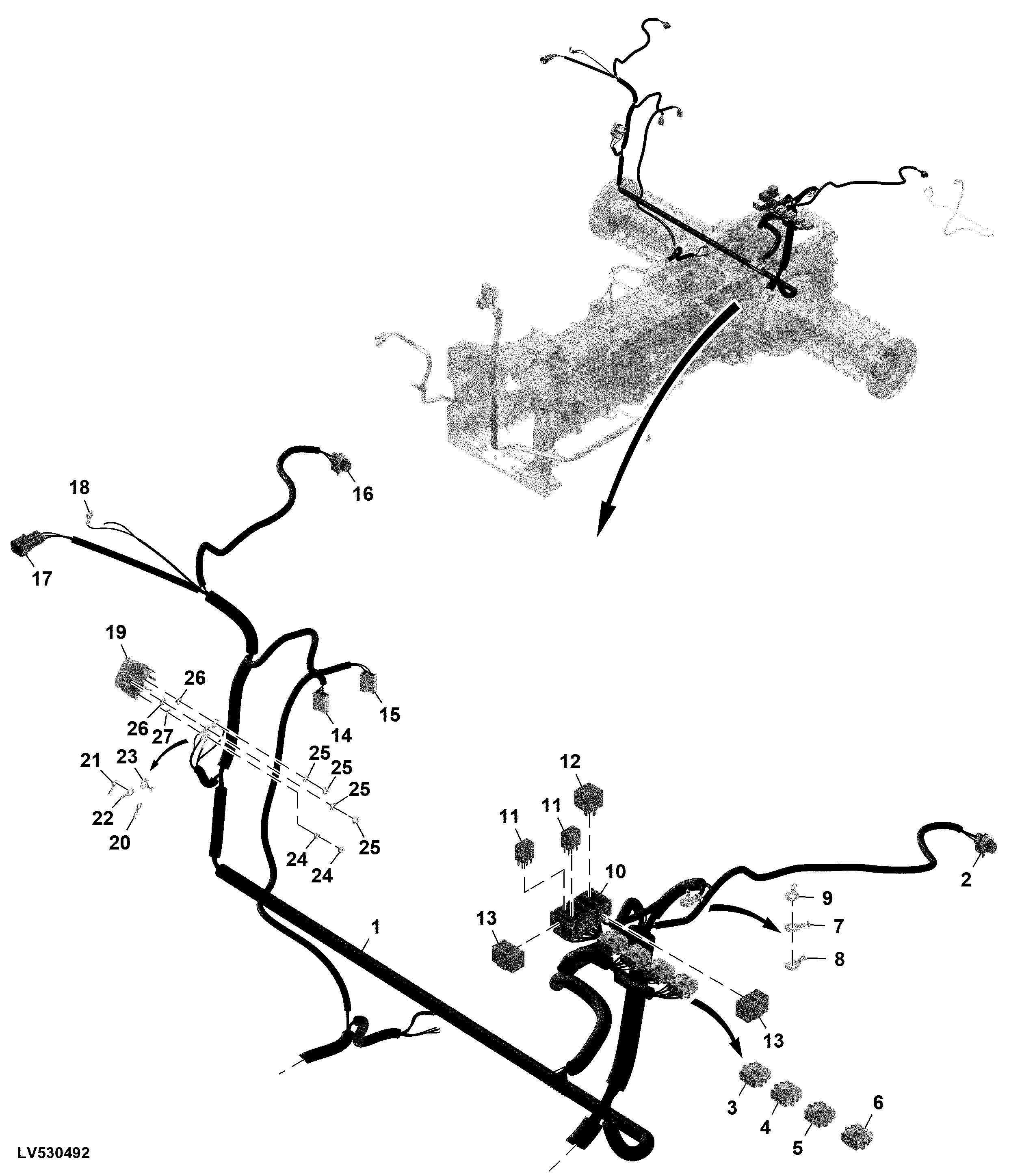 Wiring Harness (Rear) (Syncshuttle Transmission) (Cab) (3/3)