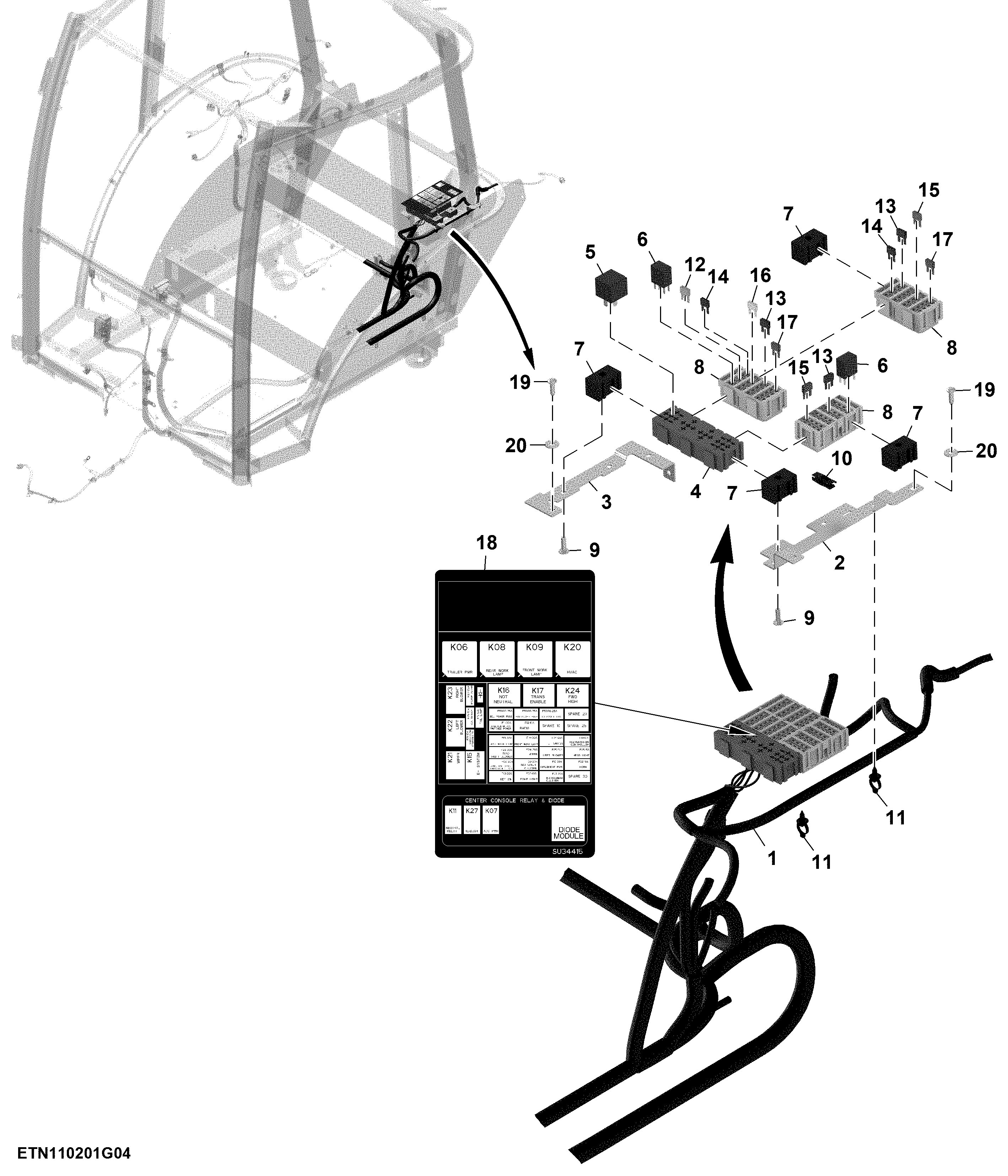 Load Center, Cab Wiring Harness, PowrReverser™(4/7)
