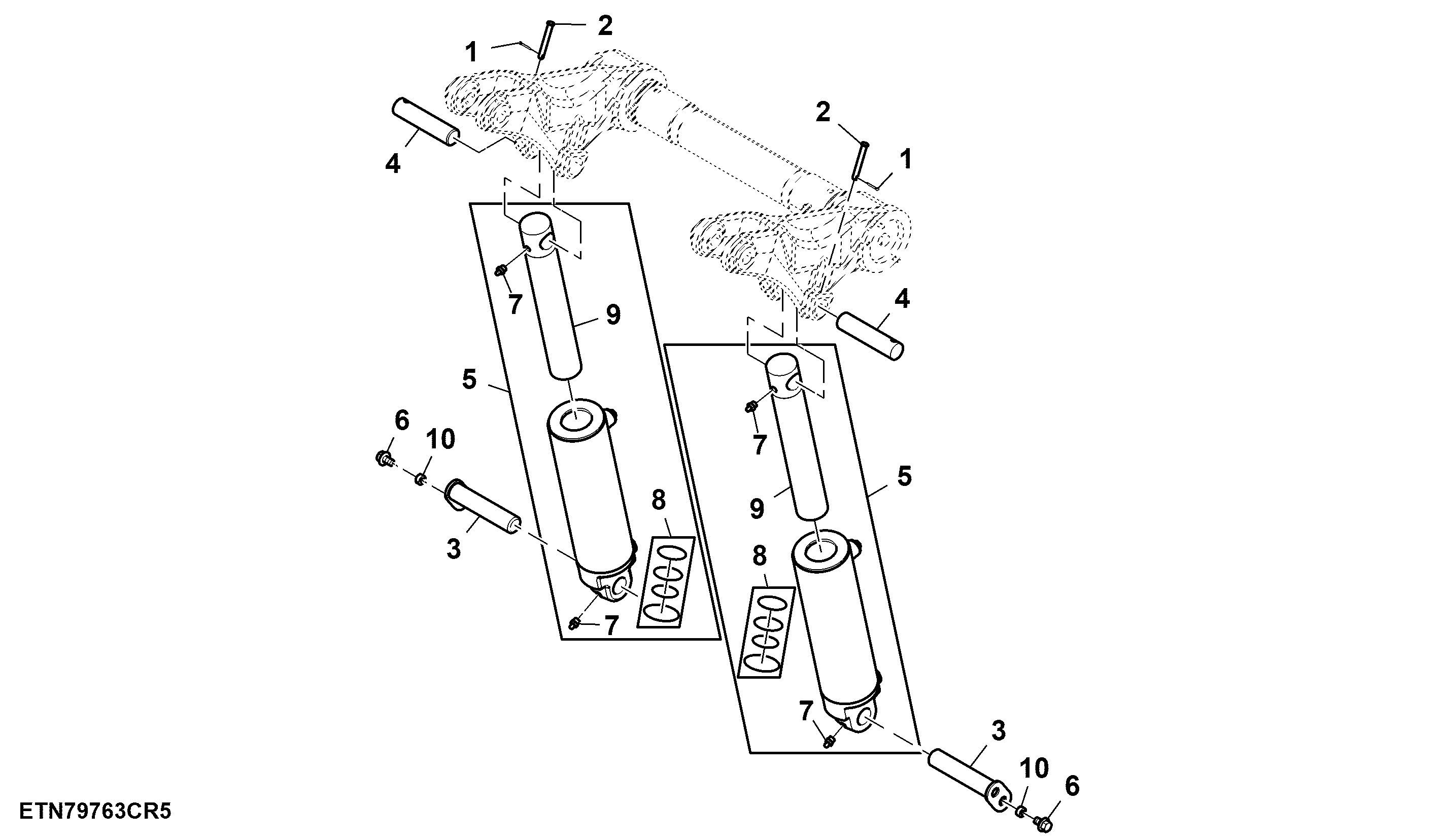 Rockshaft Hydraulic Cylinder, 80 mm Hitch Lift