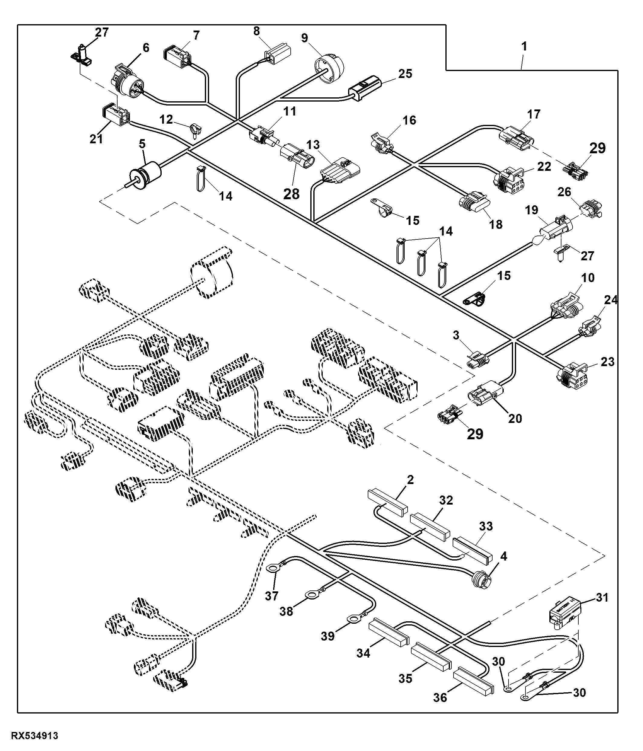Cab Wiring Harness Connectors (2/3) (EV) (PQT) (40-50K)