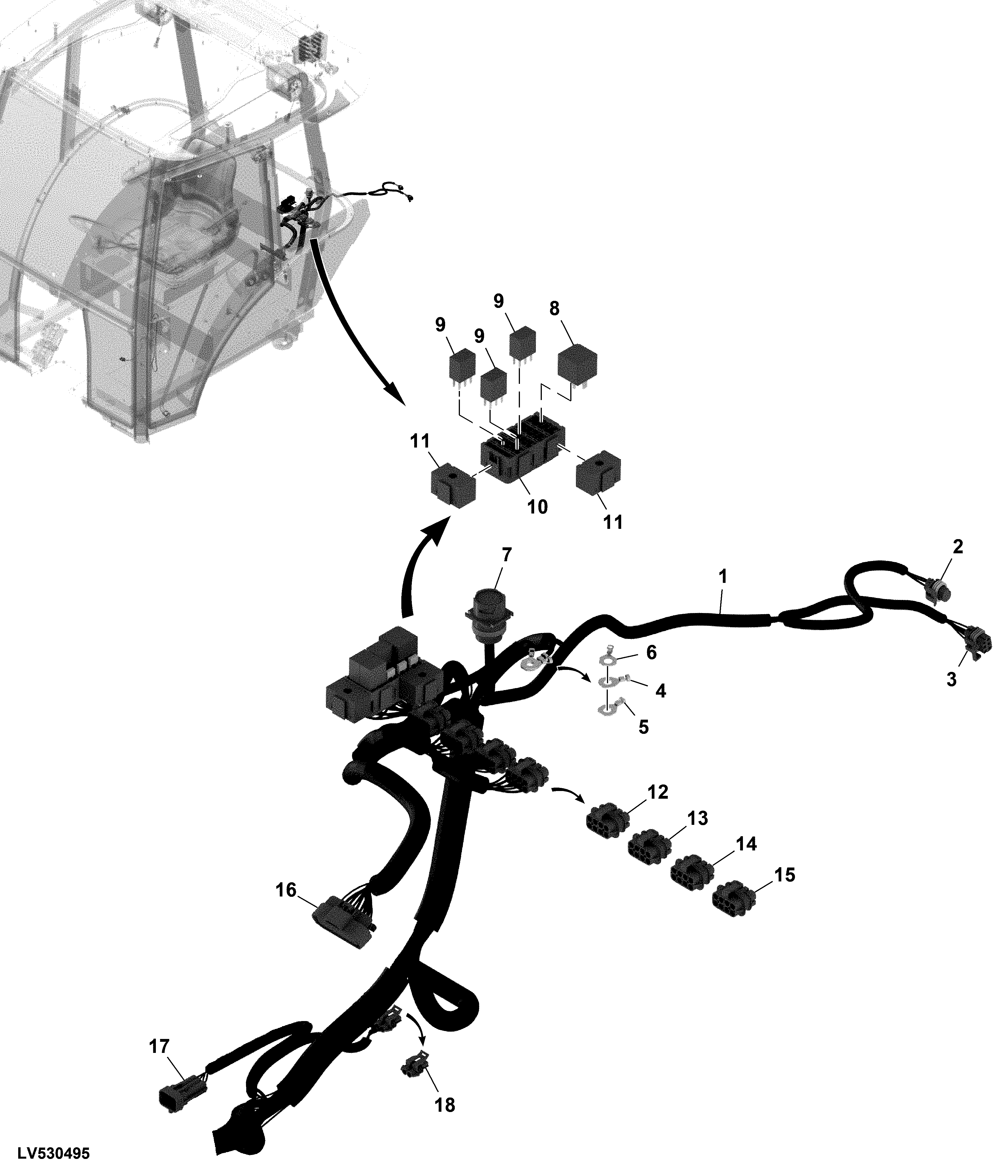 Wiring Harness (Rear) (Powrreverser™ Transmission With Electro-Hydraulic Hitch) (Cab)
