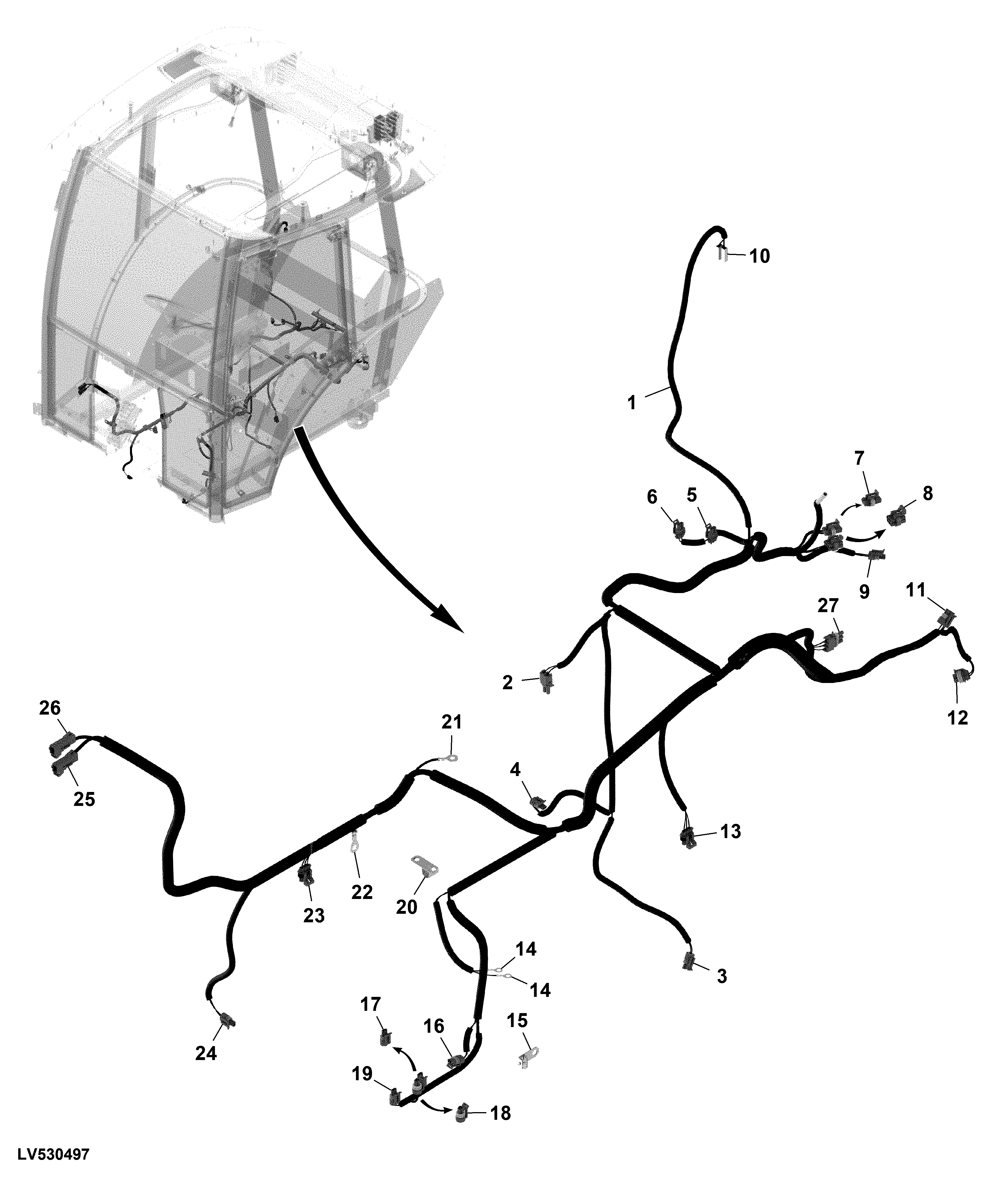 Wiring Harness (Rear) (Powrreverser™ Transmission With Electro-Hydraulic Hitch) (Cab)