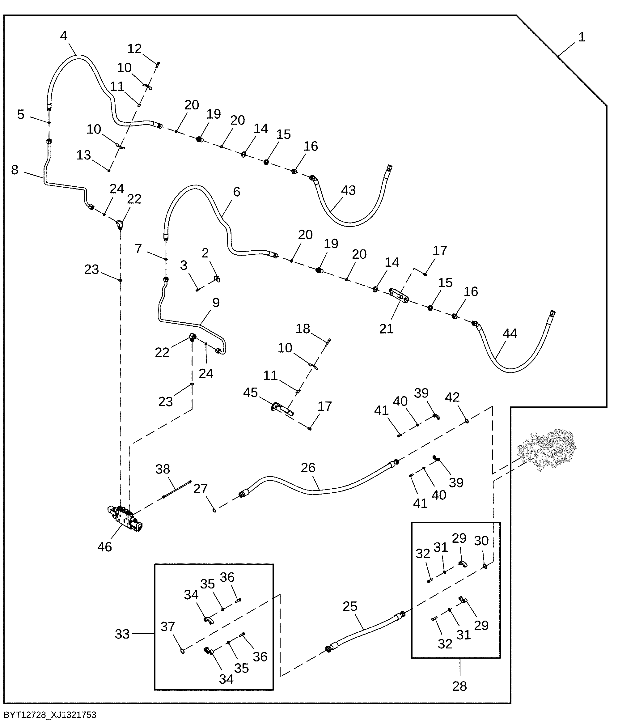 Three Function Hydraulic Lines Field Kit (15418 - )