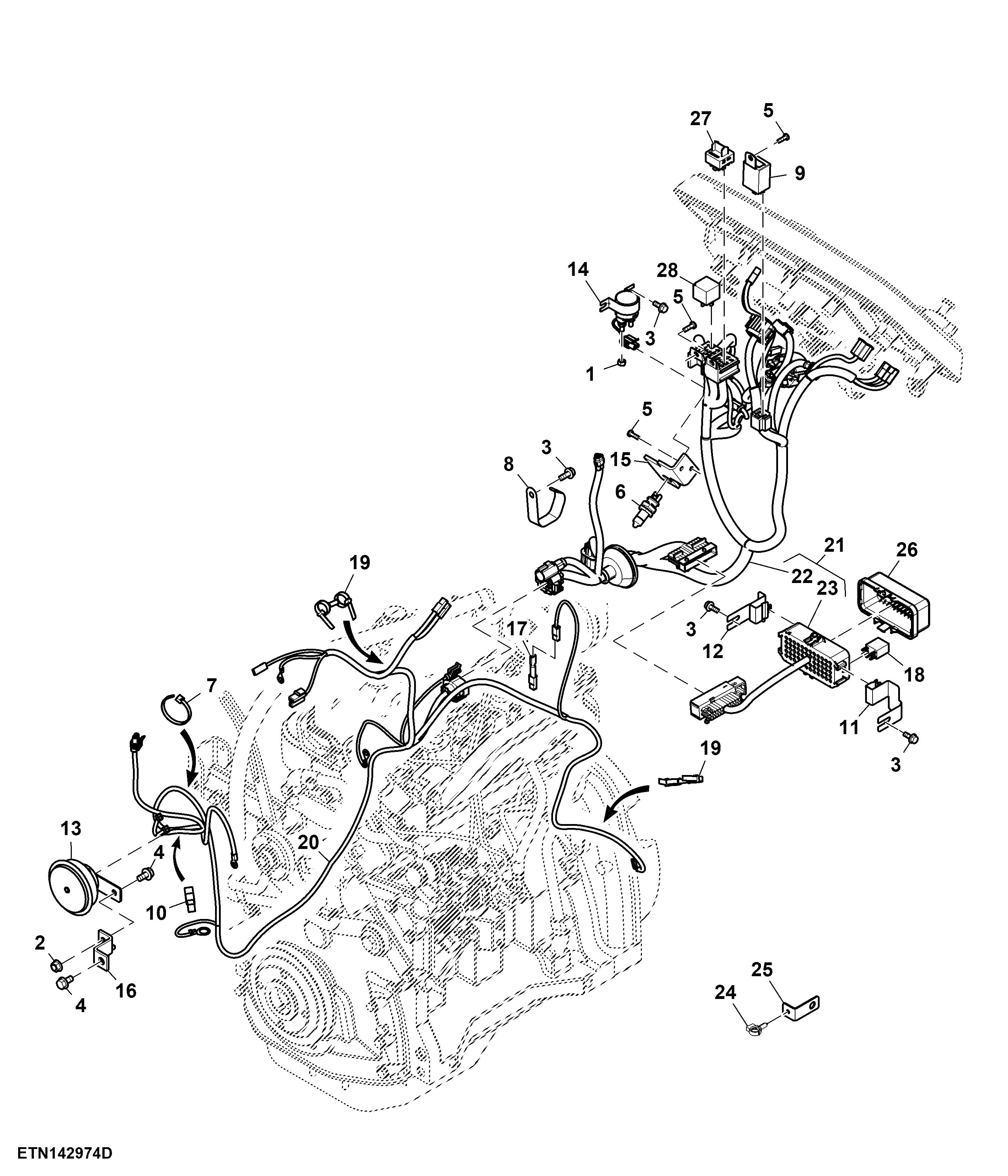 Front Wiring Harness, Standard, South (016176 - )