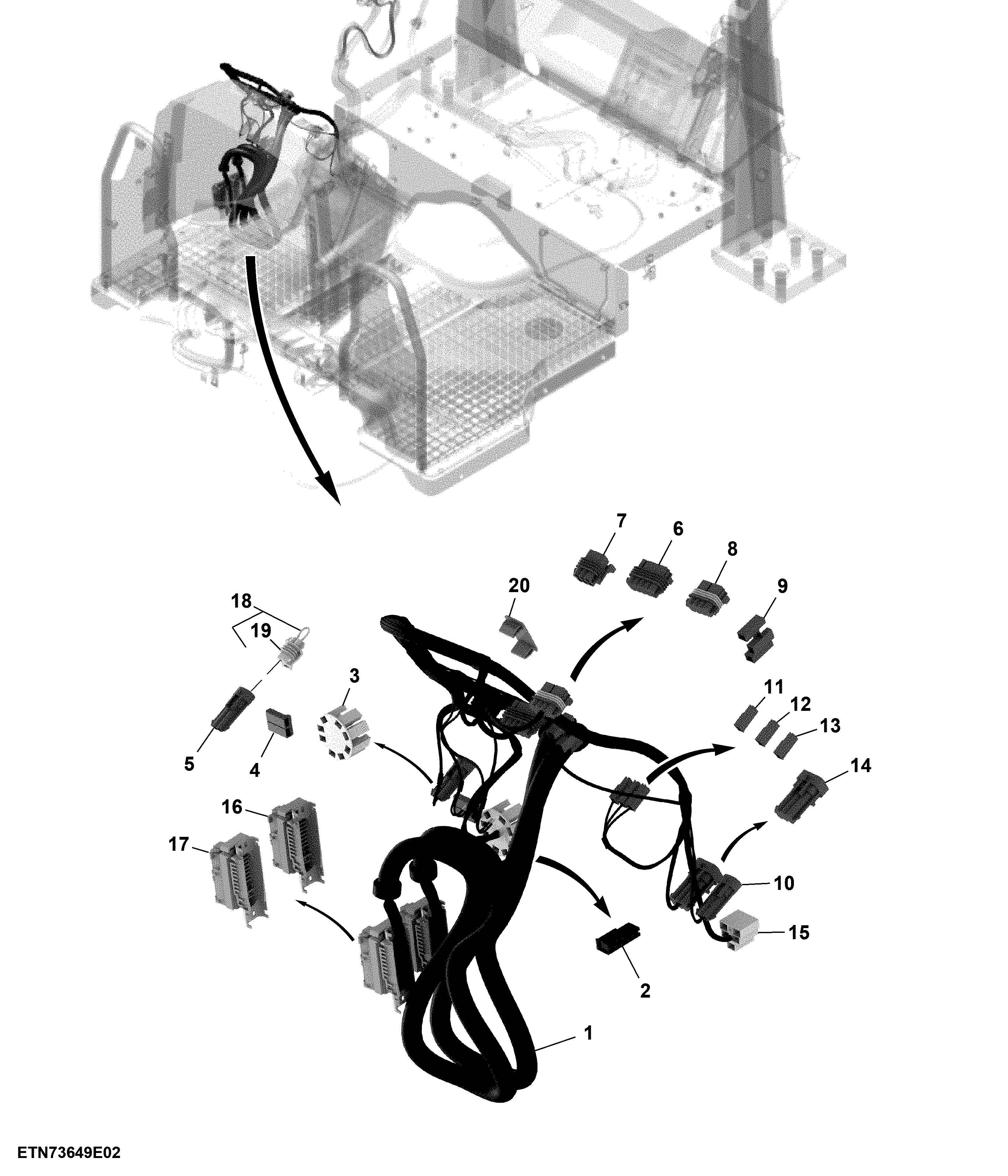 Wiring Harness, Operators Platform W/O Cab (2/5)