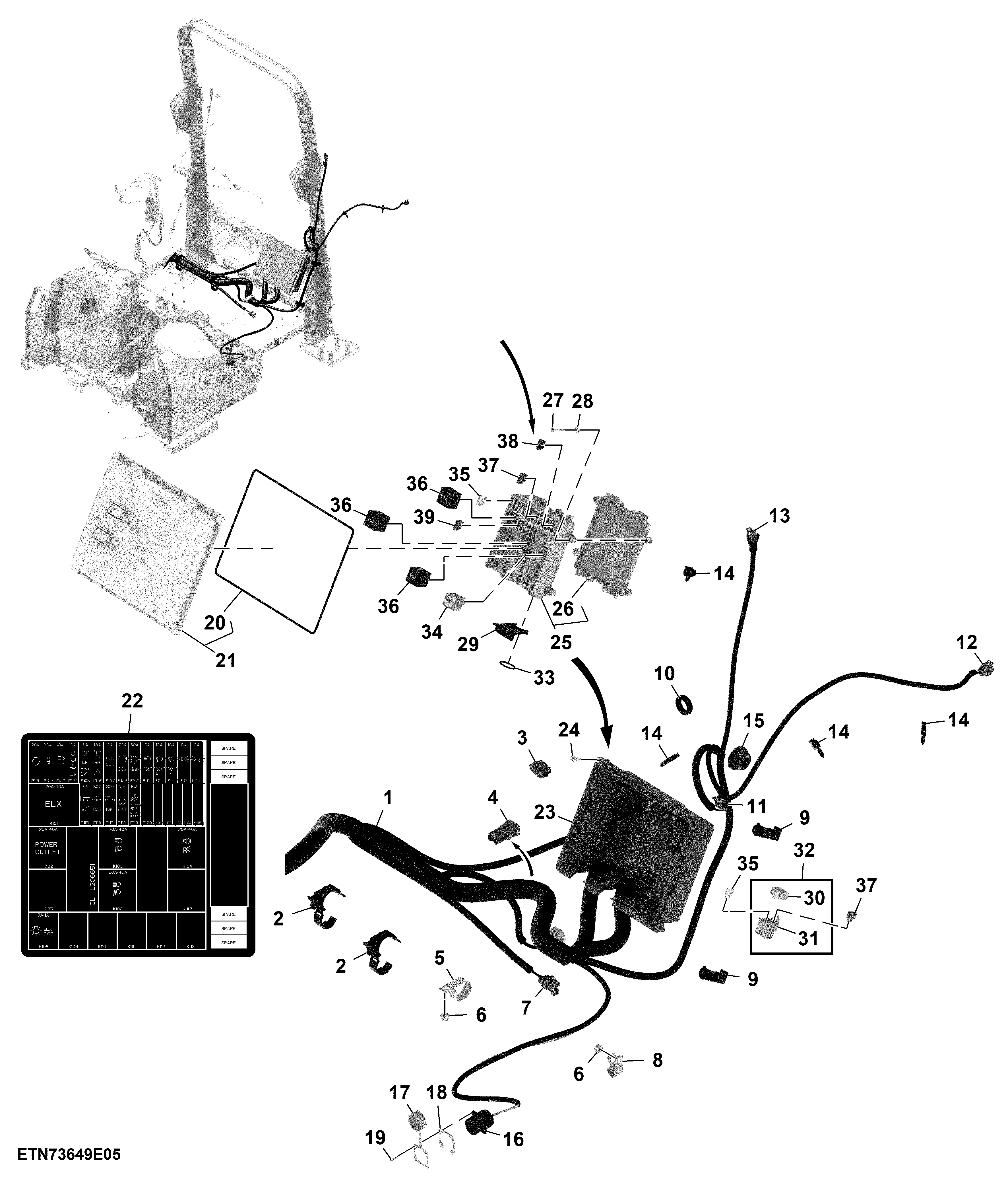 Wiring Harness, Operators Platform W/O Cab (5/5)
