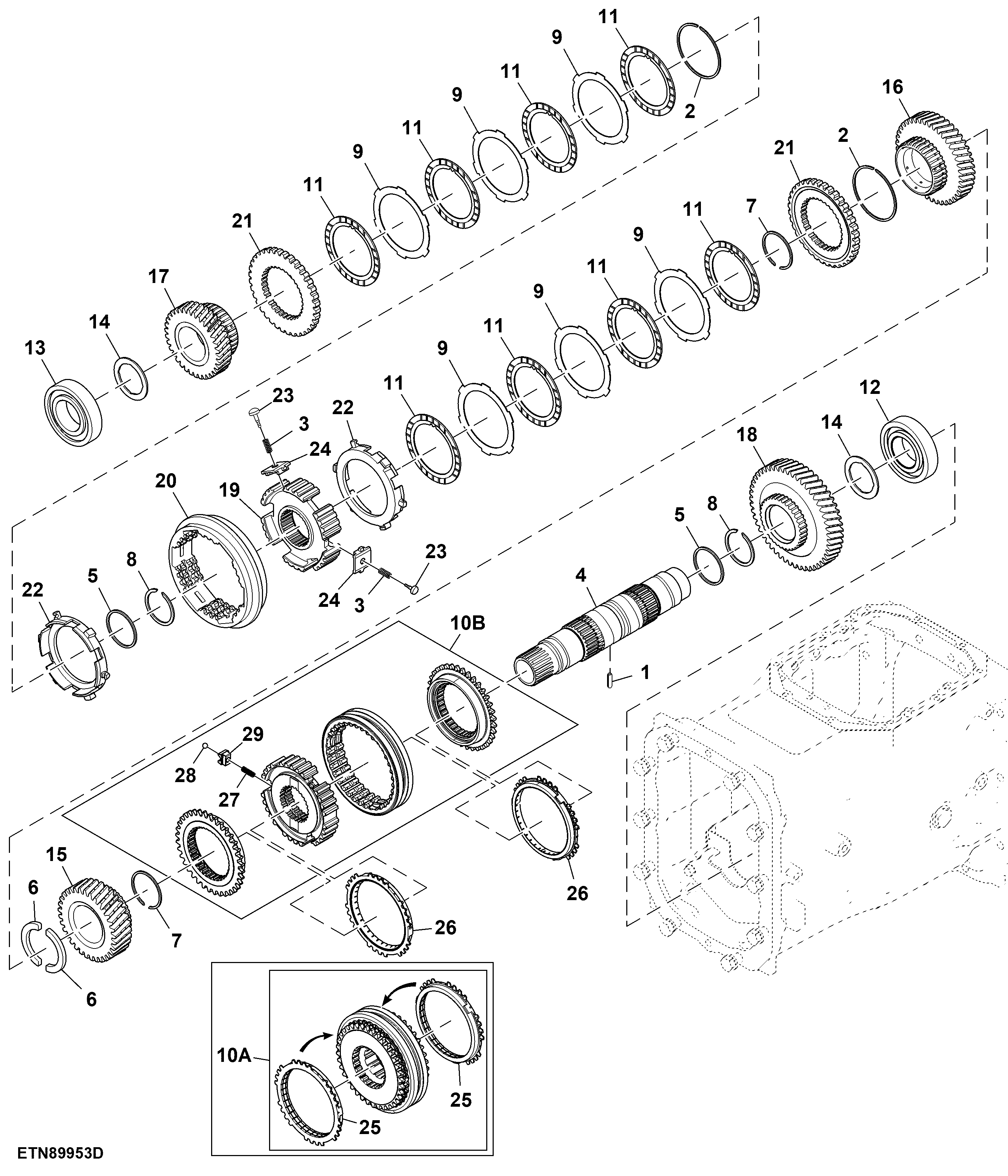 Transmission Top Shaft, Collar Shift Transmission