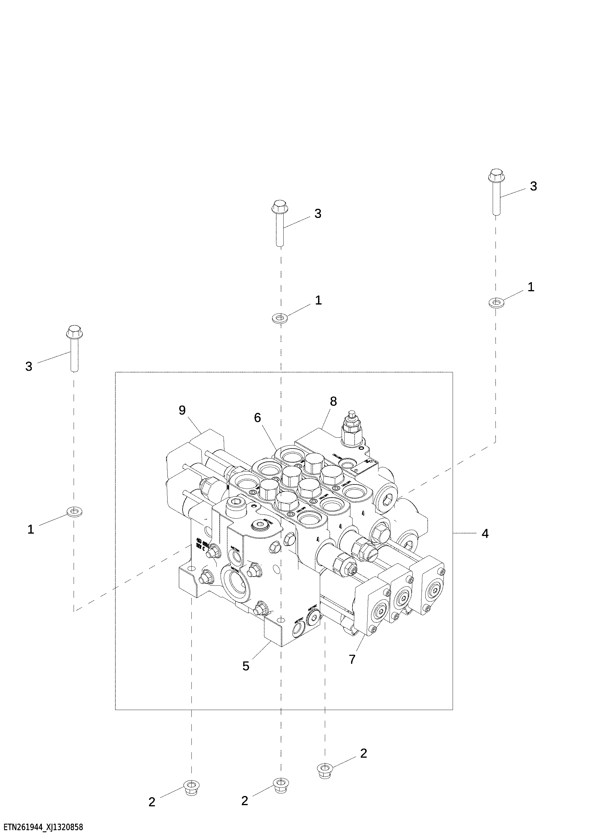 Three Spool Control Valve, Tool Carrier (12630 - 15417)