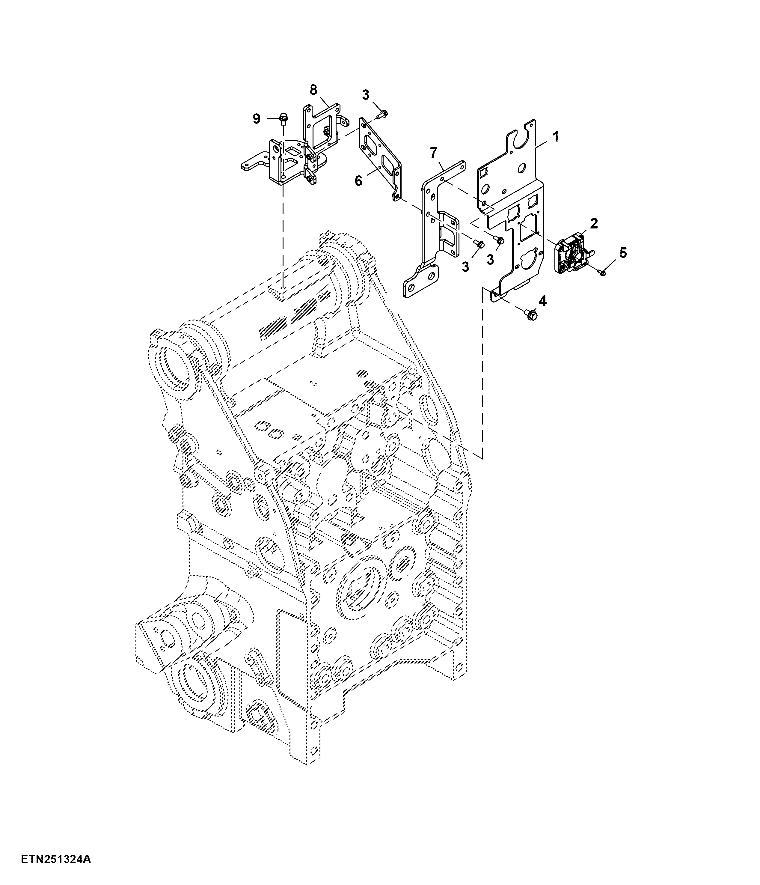 Bracket, Rear Implement Connector and Reflector (126001 - )
