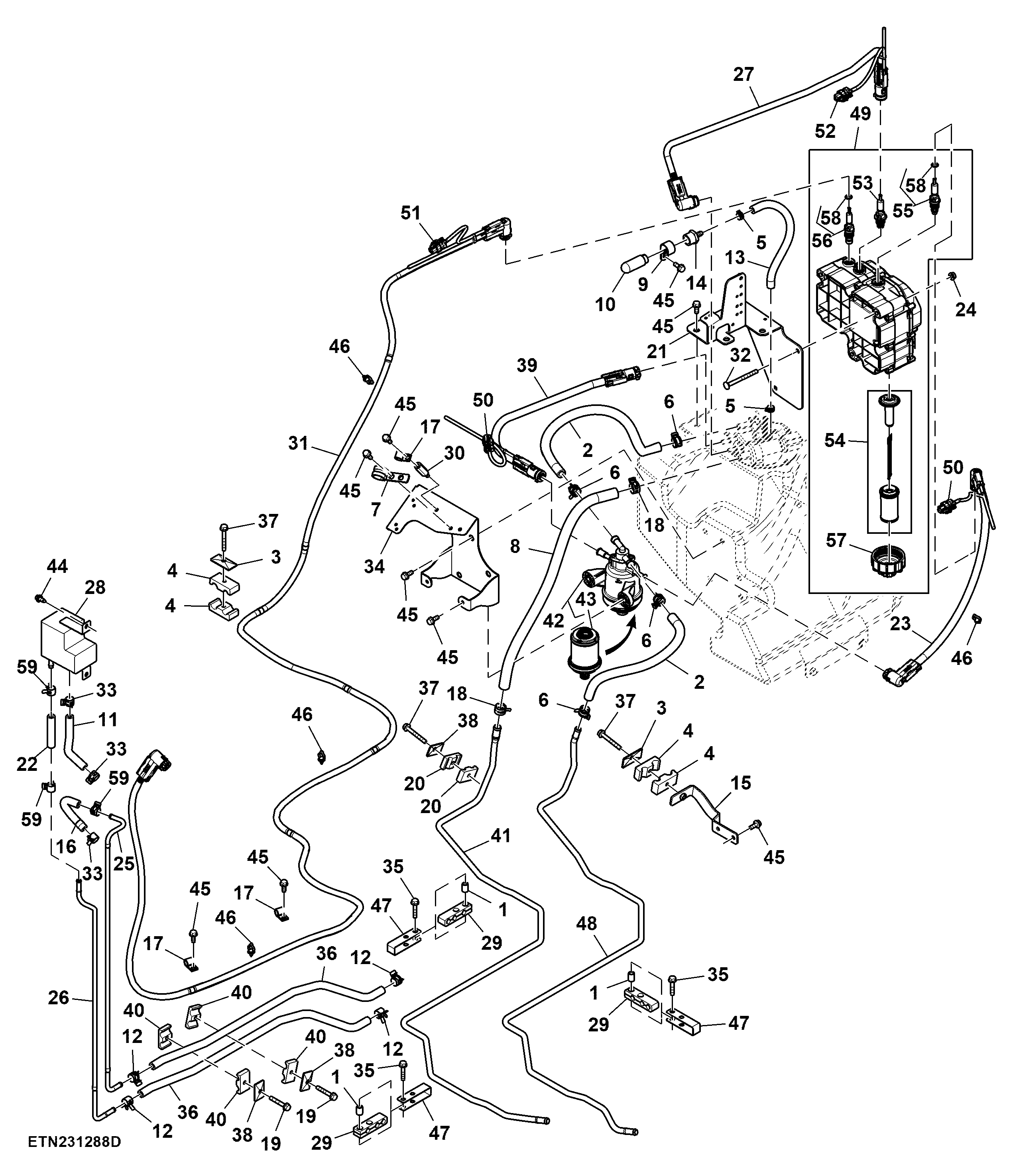 DEF Lines and Pump, Size 4, W/ EVT, FT4 / Stage 5 Engine (927001 - )