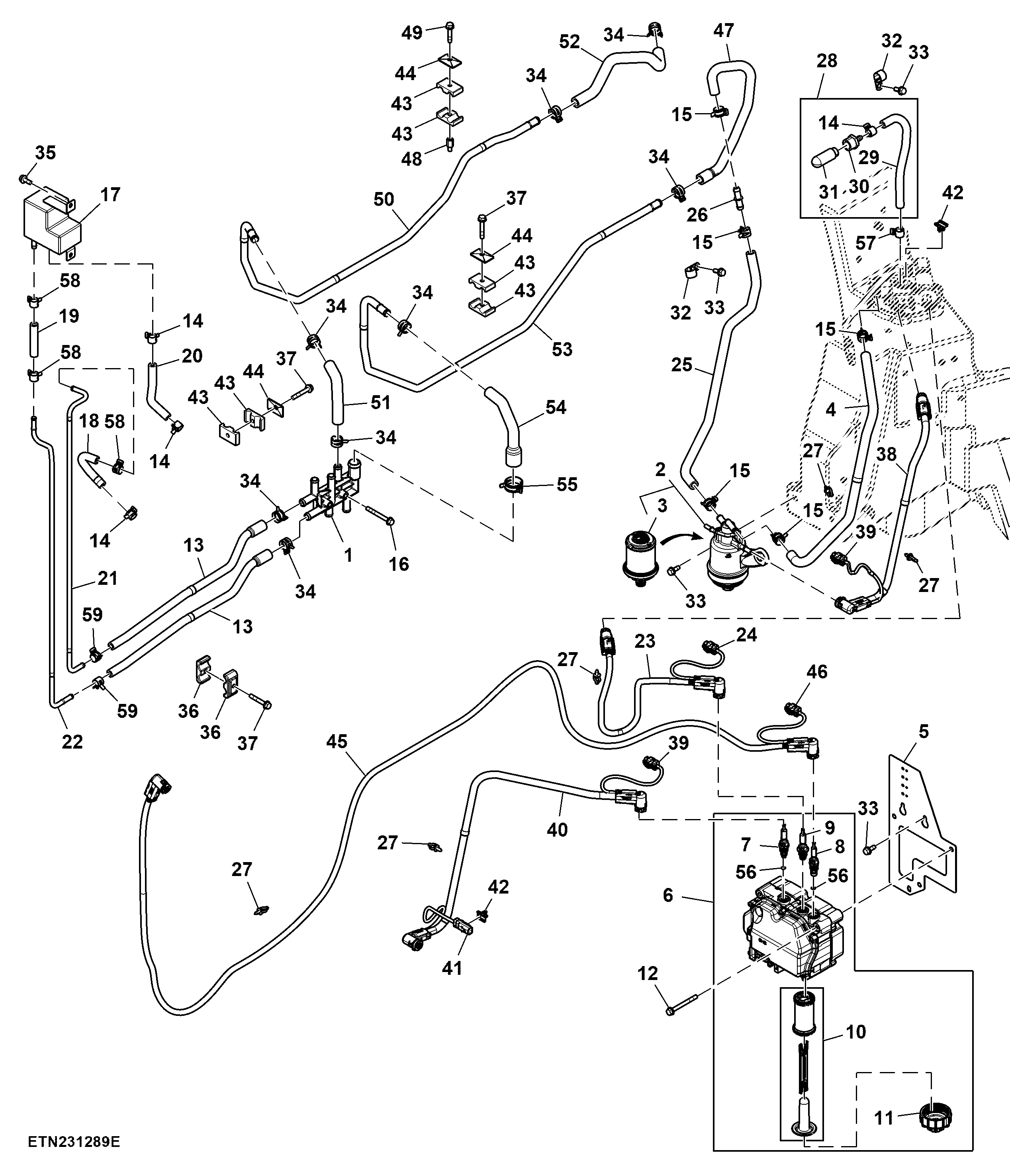 DEF Lines and Pump, Size 4, FT4/ Stage 5 Engine (200001 - )