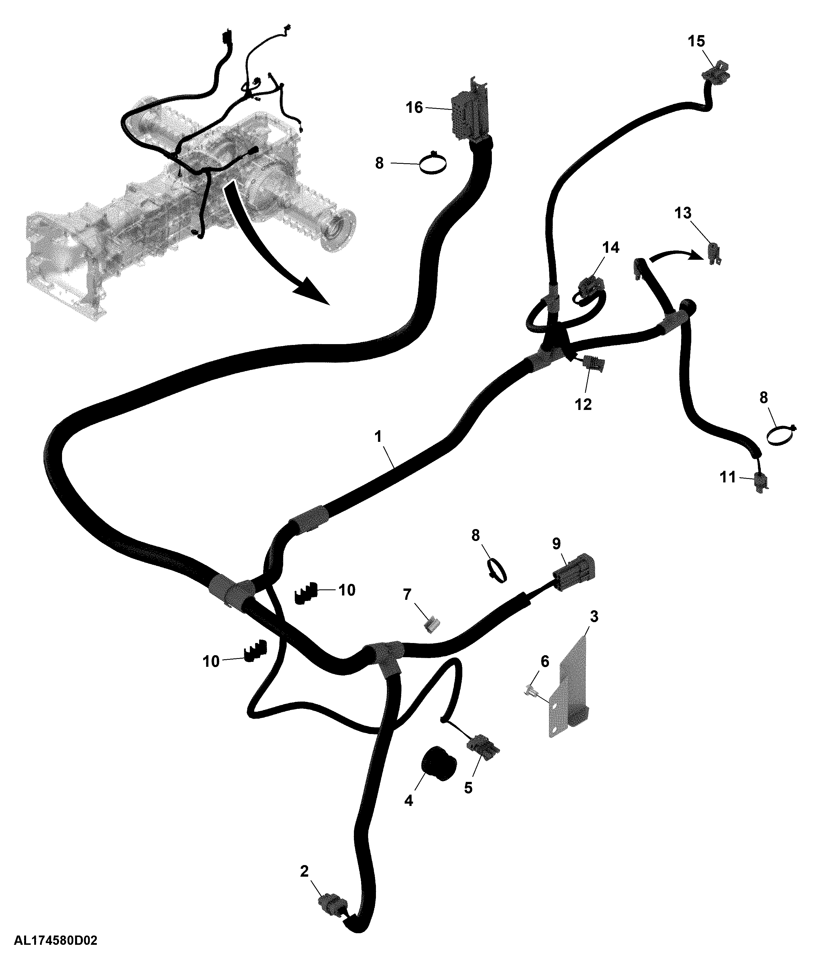 Transmission Harness, Rear (2/2) ( - 009999)