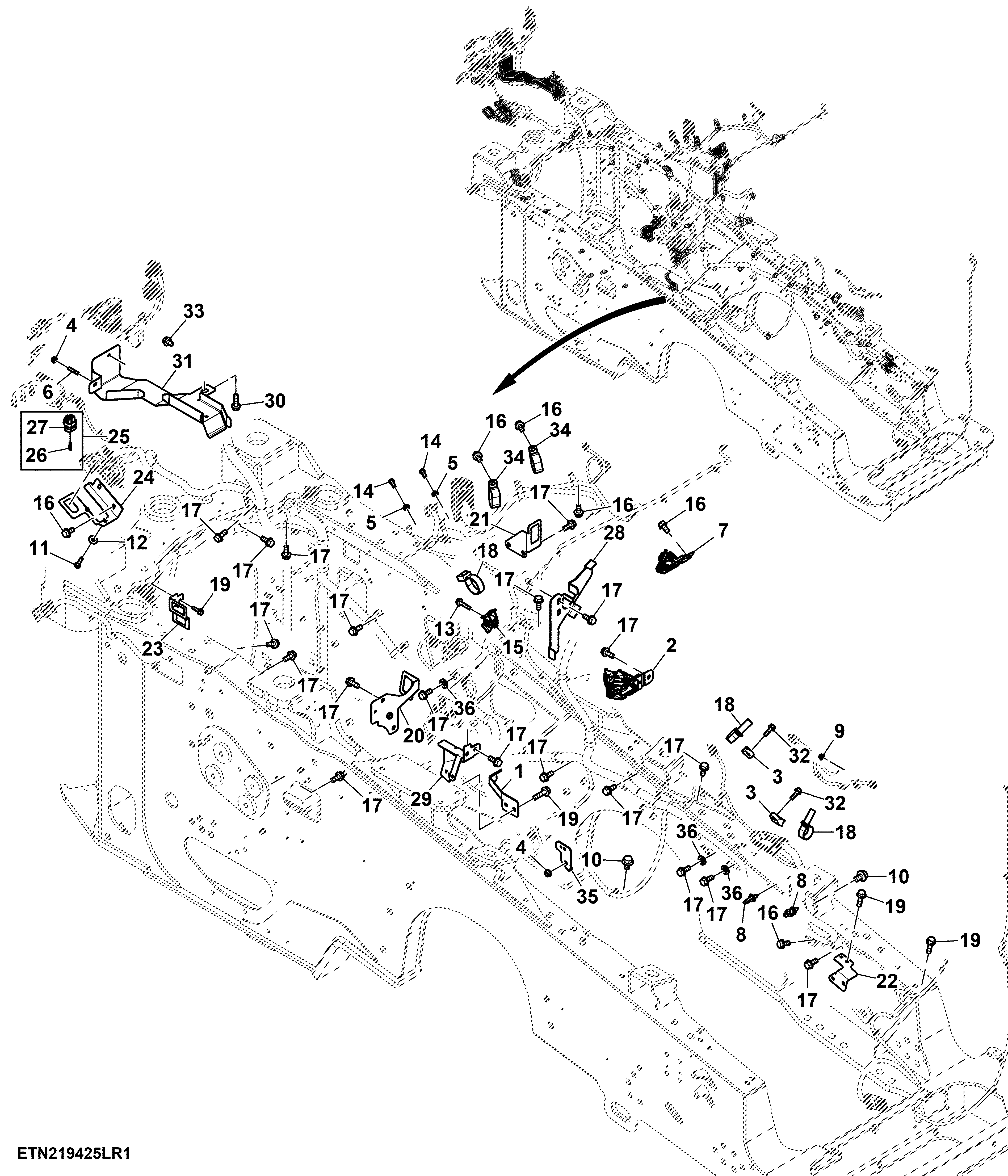 Mounting Parts, Chassis Wiring harness, 13.6 L Engine