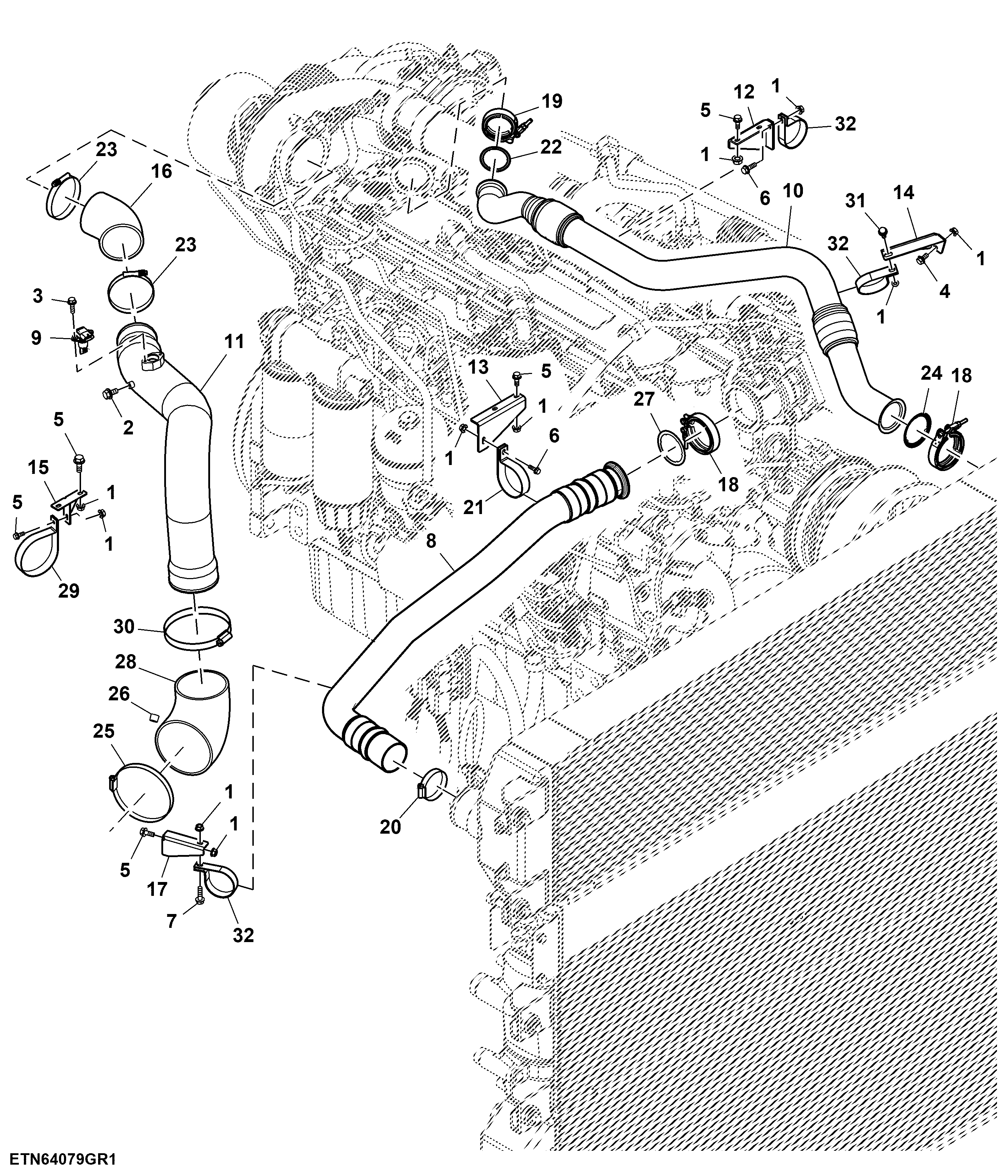 Air Intake and Intercooler Hoses, Interim Tier 4