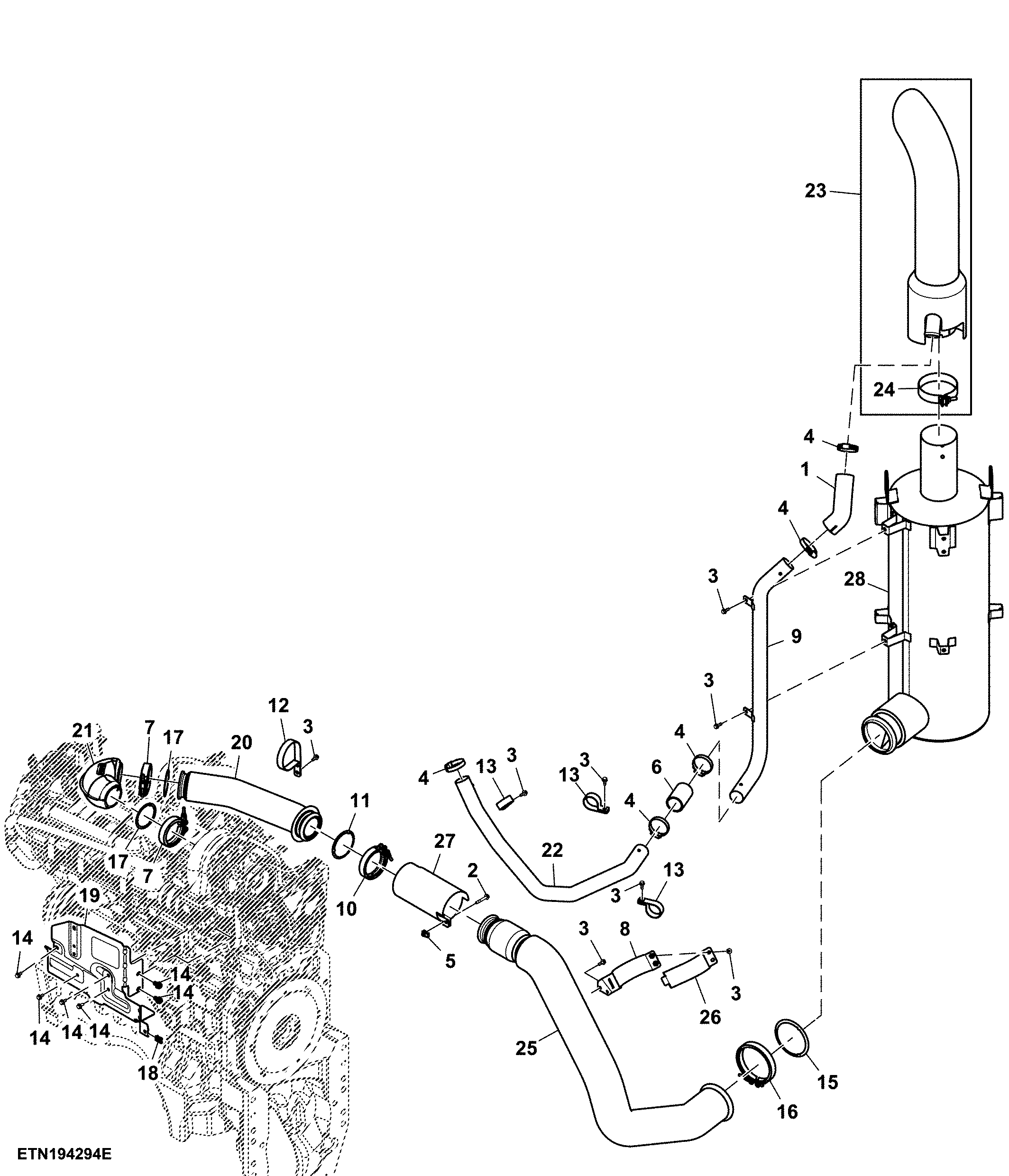 Exhaust Pipe, Exhaust System, T3 Engine (804001 - )